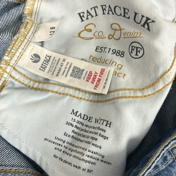 Fat Face Uk Sutton Straight Jeans Medium Wash Button Fly -Size 12S - Picture 8 of 11